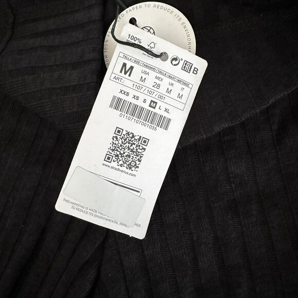 Stradivarius black striped bohemian wide leg pants women's medium - Picture 2 of 11